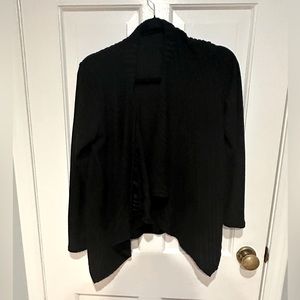 Open black cardigan.